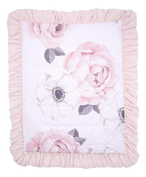 Lambs & Ivy Floral Garden Acuarela/pink Linen Juego De Ropa 1