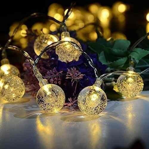 Guirnalda Mini Lampara Bolita Cristal 20 Luces Led Calida 4m 1