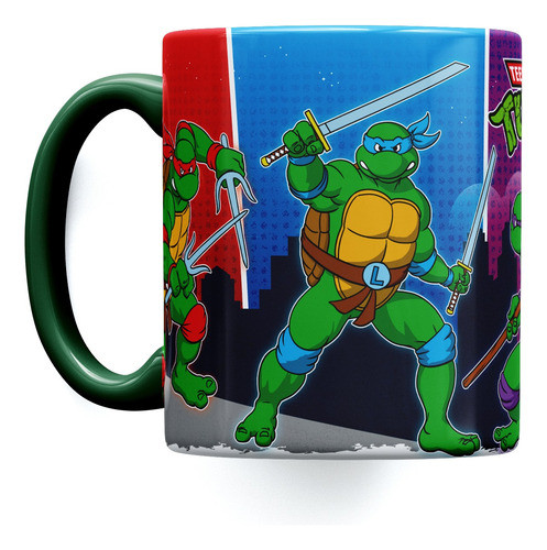 Taza Cerámica Importada Tortugas Ninja Universo Retro Tmnt 1