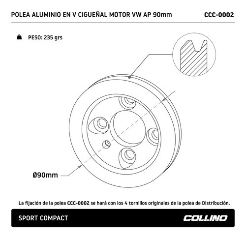 Polea Cigueñal 90 Mm Aluminio Motor Ap Midget Collino 1