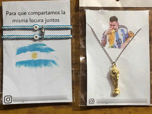 Pulseras Argentina + Collar Copa Del Mundo 1