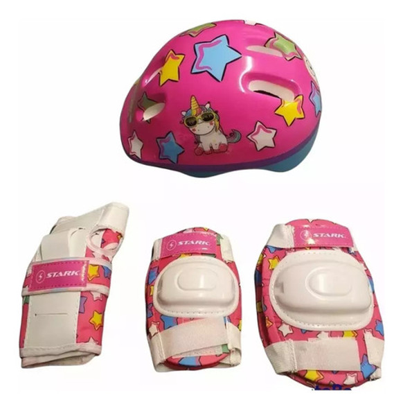 Set Protecciones Stark Casco Muñequera Codera Rodillera Rosa 0 Set Protecciones Stark Casco Muñequera Codera Rodillera Rosa 0