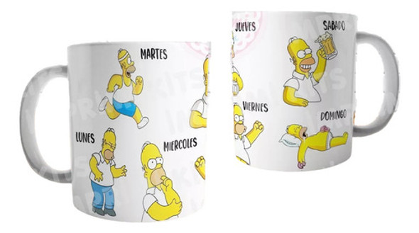 Plantilla Homero Simpsons Semana Sublimar Taza Sublimacion 0