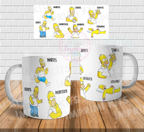 Plantilla Homero Simpsons Semana Sublimar Taza Sublimacion 1