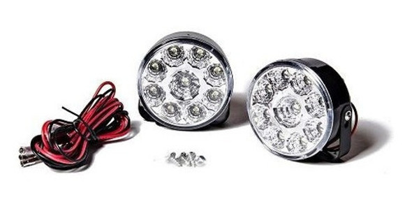 Kit X 2 Faros Led Auxiliar Circular Universal Luz + Blanca 1