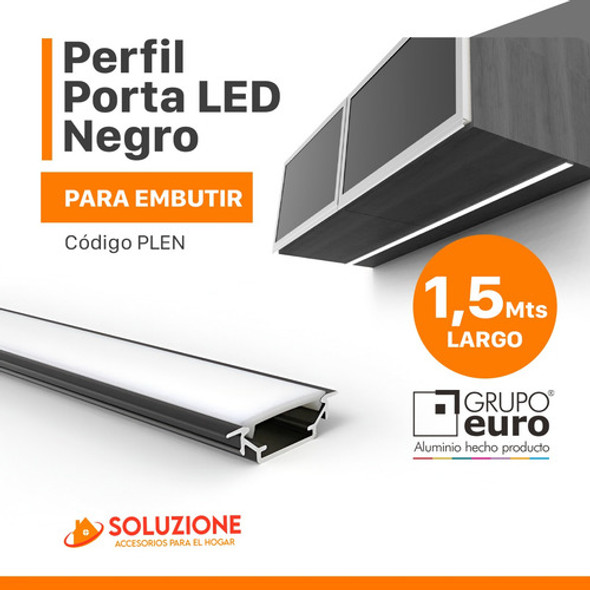 Perfil Porta Led Embutir Difusor Negro Tira 1,5 Mts Aluminio 1 Perfil Porta Led Embutir Difusor Negro Tira 1,5 Mts Aluminio 1