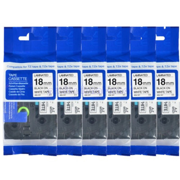 6 Negro Pk En La Etiqueta Blanca Cinta Tz 241 Tze 241 3/4  P 0