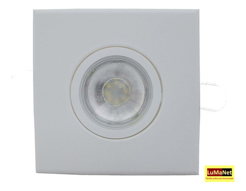 Spot Embutir Pvc Cuadrado Blanco + Dicroica 5w Fría X2 1