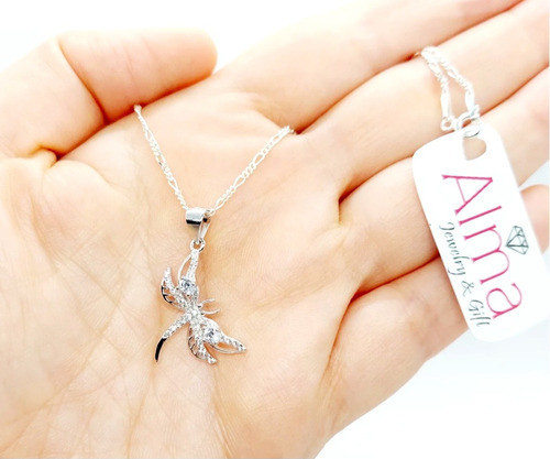 Cadenita Y Dije Libelula Piedra Cubic - Plata 925 0