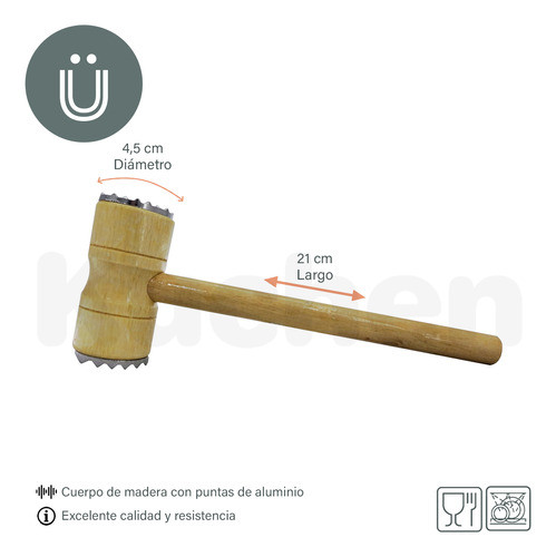 Set X2 Martillo Mazo Bate Bife Para Carne Madera Aluminio 1