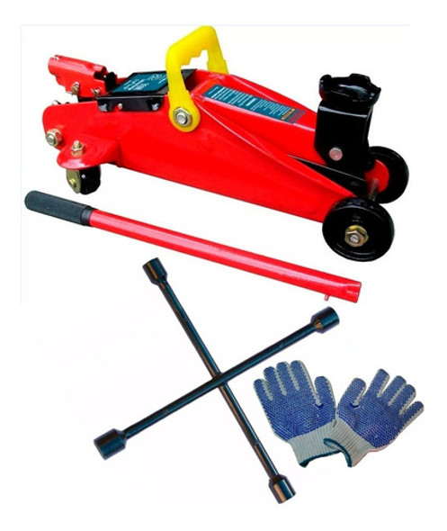 Gato Hidraulico Crique Auto Carrito 2t + Llave Cruz + Guante 0