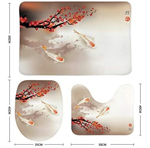 Juego De Alfombrillas De Baño De 3 Piezas Para Baño Koi Carp 1