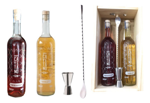 Estuche Gin Cayetano Hibiscus + Roble + Cuchara + Jigger 0