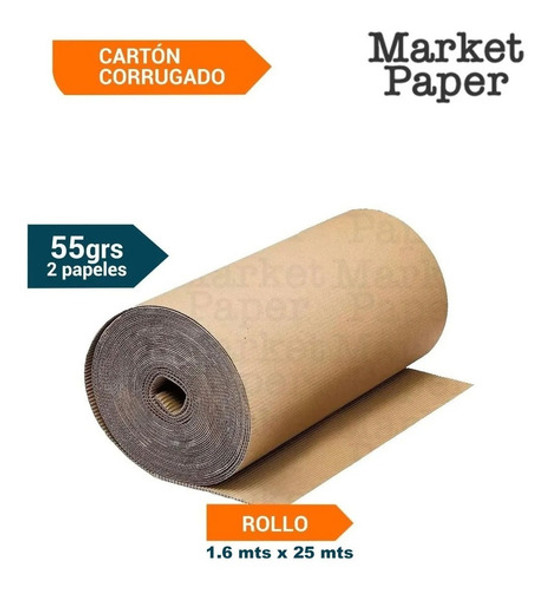 Rollo De Carton Corrugado 1,6 Mts X 25 Mts Mudanza 1