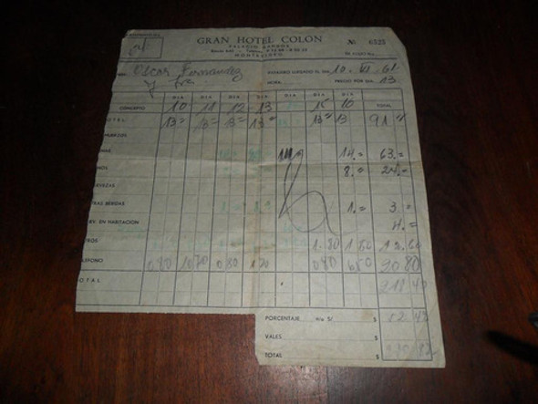 Gran Hotel Colon Palacio Gandos Montevideo Recibo Papeleria 0