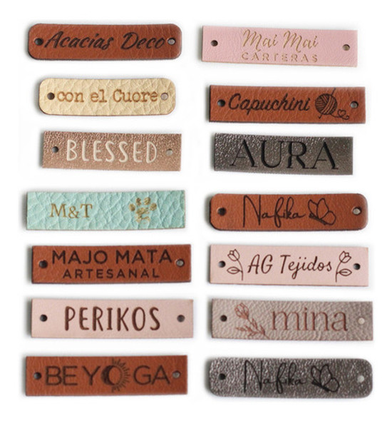 Etiquetas Eco Cuero Personalizadas Orificios X 50u (4x1 Cm) 0