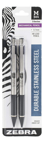 Zebra Pen M-301 Portaminas, Barril Acero Inoxidable, Punta 1 0