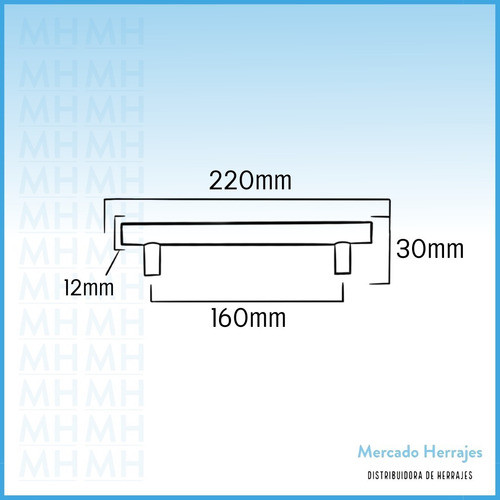 Manija Barral Acero Inoxidable 12 Mm X 160 Mm Puerta Mueble 1