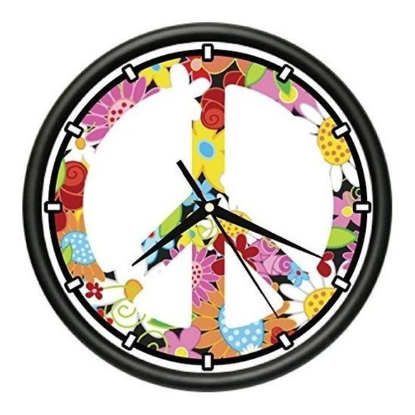 Simbolo De La Paz Flores Reloj De Pared Hippie Amor 60 De L 0 Simbolo De La Paz Flores Reloj De Pared Hippie Amor 60 De L 0