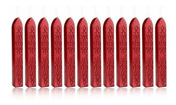 12 Barras De Lacre De 9x1.2x1cm - Rojo Metalico 1
