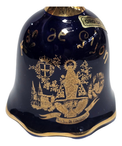 Campanita Porcelana Pintada Con Oro Rdo. De Gijon  - 1303 1