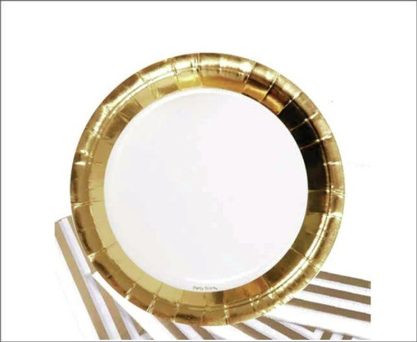 Combo Plato Polipapel Borde Dorado 17cm X 12 Unidades 1 Combo Plato Polipapel Borde Dorado 17cm X 12 Unidades 1