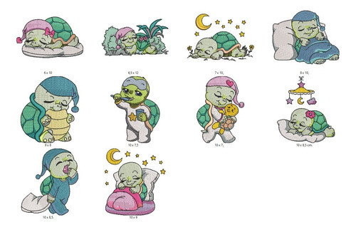 10 Matrices Para Maquina De Bordar Tortugas Bebe / Animales 0