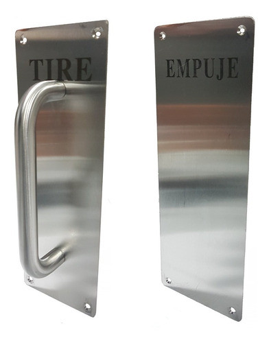 Juego Placa Manija Agarradera Tire Empuje Inoxidable Puerta 0