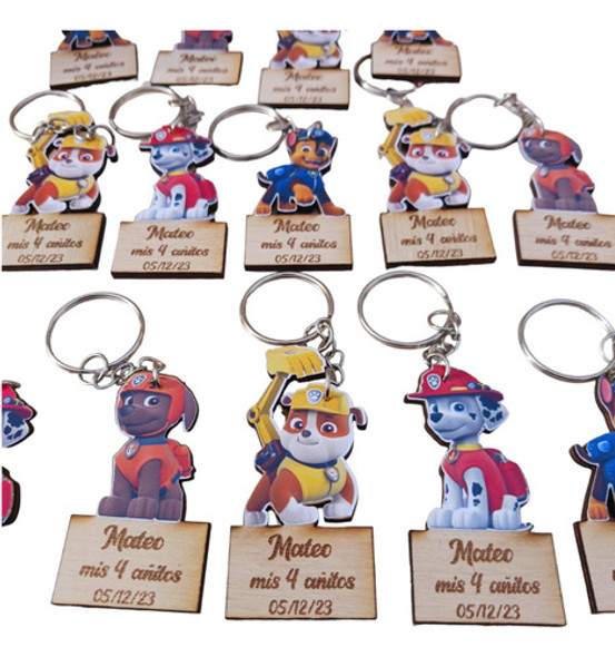 Llavero Personalizado Cumpleaños Infantil Paw Patrol 0