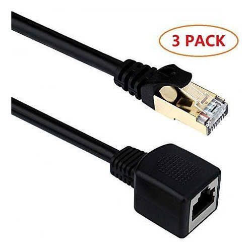 3m 3-pack Ethernet Extensión Cable Cat 6 Rj45 Macho A Hembra 1