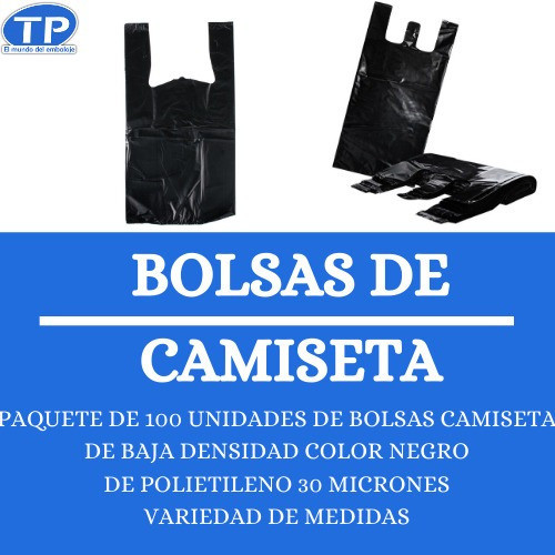 Bolsas Camiseta Negra 40x50 Baja Densidad Pack X100 U 1