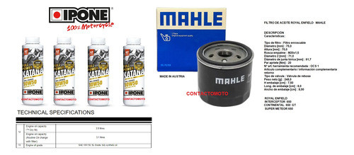 Kit Service Royal Enfield Meteor 650 Ipone Sintetico 10w50 1