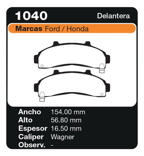 Pastillas Freno Delanteras Mazda B2500  - Pf 1040 1