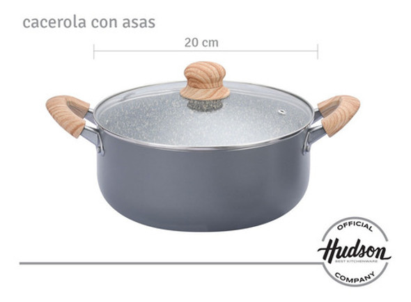 Cacerola Hudson De Aluminio C/antiadherente Granito De 20 Cm 1