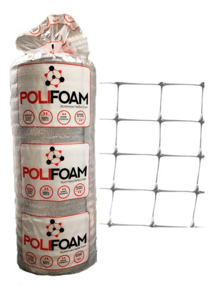 Combo Aislante Térmico 5mm Espuma Aluminizada 20m2 + Malla 0