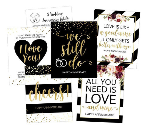 5 Pegatinas Etiquetas De Vino De Aniversario De Boda 20... 1