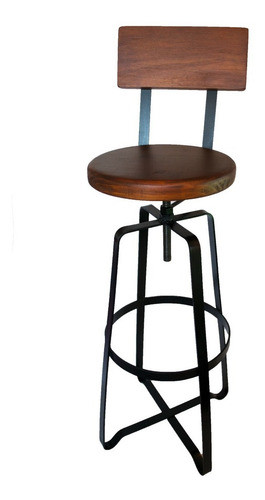 Banqueta Alta Industrial Hierro Y Madera Trend Desayunador 0