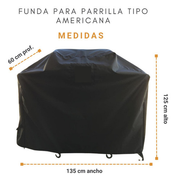 Funda Parrilla Americana Tela Premium Impermeable 125x135x60 1