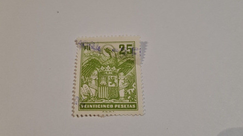 Estampilla 25 Pesetas Águila Imperial Plus Ultra Verde Esp 0