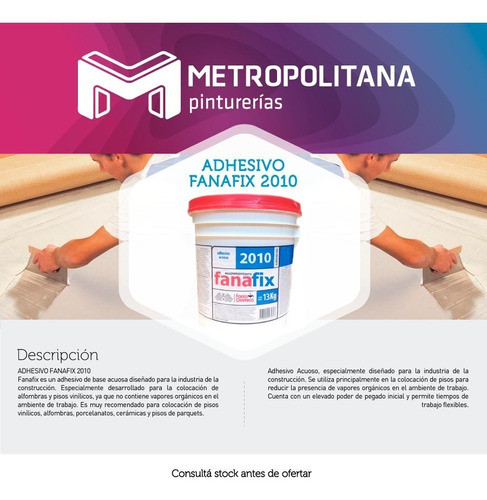 Adhesivo Fanafix 2010 Pisos Vinilicos Alfombras | 13kg 1