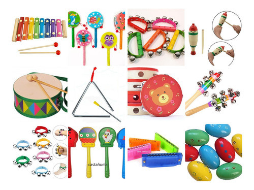 Kit De Percusión Infantil Color Instrumentos Musicales X 7 1