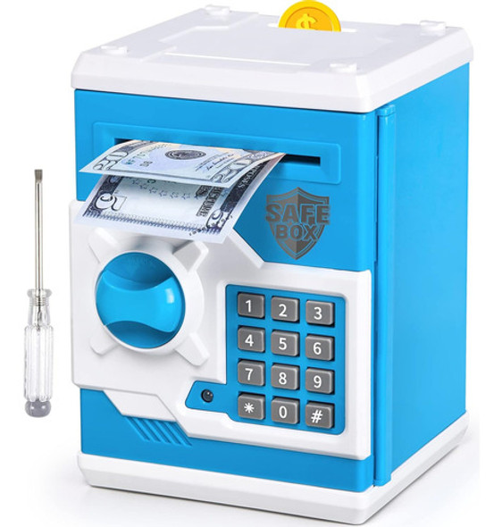 Alcancia Atm Para Niños Y Niñas Con Contraseña - Azul 0 Alcancia Atm Para Niños Y Niñas Con Contraseña - Azul 0