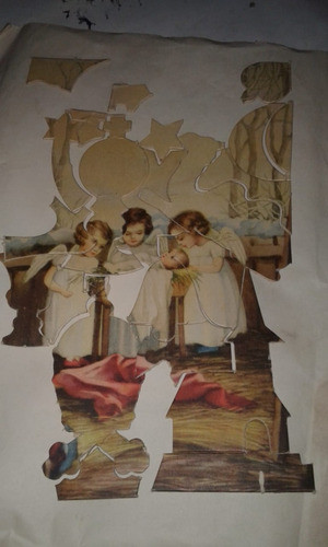 Antiguo Juego Rompecabeza Puzzle Religioso Comunion Angeles 1