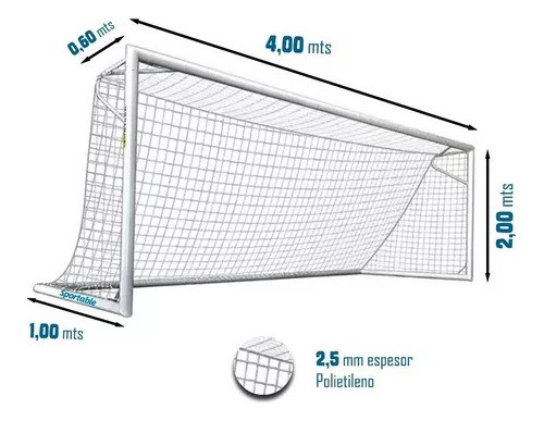 Red Para Arco Fútbol 4x2 M. De 2.5 Mm Cajón De 0.60x1.00 Mts 1