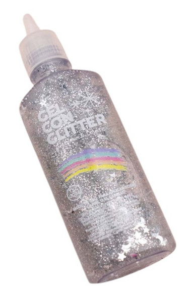 Gel Con Glitter Plata + Gema Strass Autoadhesiva Cara Ojos 1