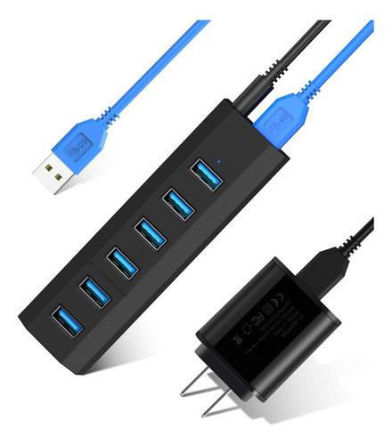Usb Hub, Aiibe 6 Puertos Super Alta Velocidad Usb 3.0 Splitt 0