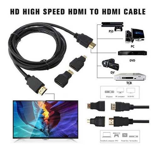 Cable Hdmi 1,5m Oro 1.4v Full Hd Tv Mini Micro 3d Celular Pc 1