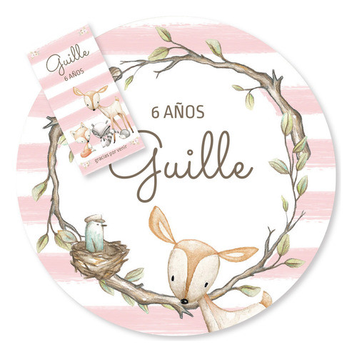 Kit Imprimible Woodland Animalitos Del Bosque Rosa Tukit 0