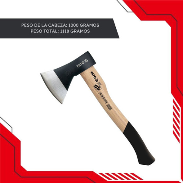 Hacha De Mano De Corte Mango Madera 1000 Gr Yt-8003 Yato 1