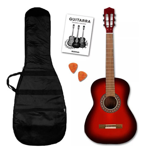 Guitarra Criolla 3/4 Midiplus Niño Con Funda Color Rojo 0